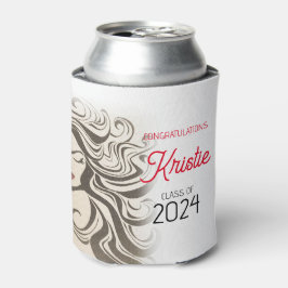 Enfriador De Latas Moda Beige Hair Stylist Graduación Party Retro