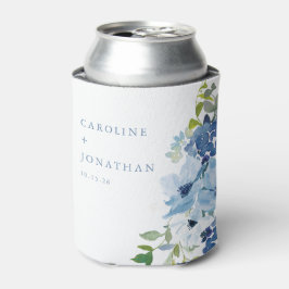 Enfriador De Latas Moda Blue Watercolor Floral Custom Wedding