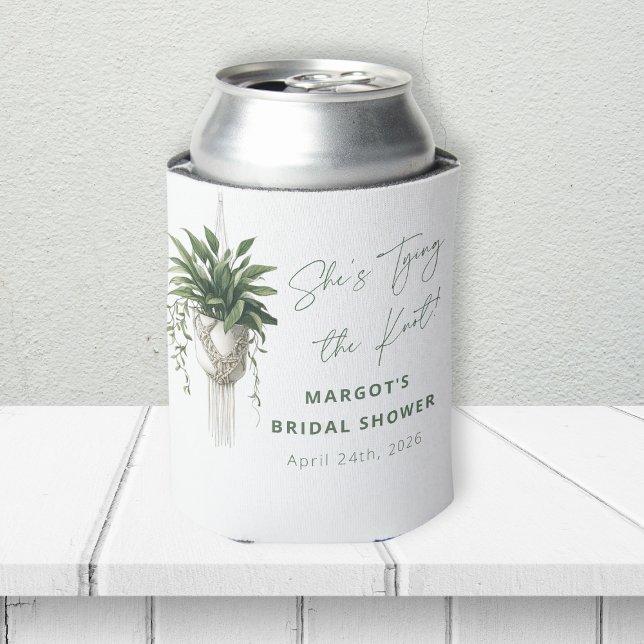 Enfriador De Latas Moda Boho Ducha de novia "Ata el nudo" (Cheers to tying the knot! Celebrate with this chic bridal shower can cooler, perfect for the party!)