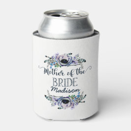 Enfriador De Latas Moda Boho Mint & Navy Floral Madre de la novia