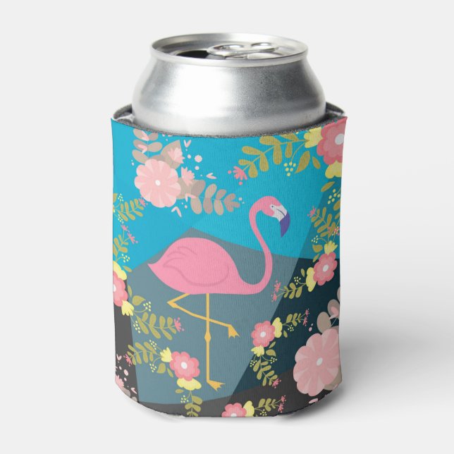 Enfriador De Latas Moda de moda Guay Cute Girly rosa Floral Flamingo (Lata Anverso)