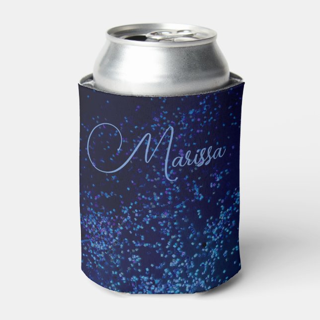 Enfriador De Latas Moda Diversión Personalizada Confetti Azul Midnita (Lata Anverso)