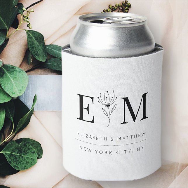 Enfriador De Latas Moda elegante boda Foliage monograma moderno (Subido por el creador)