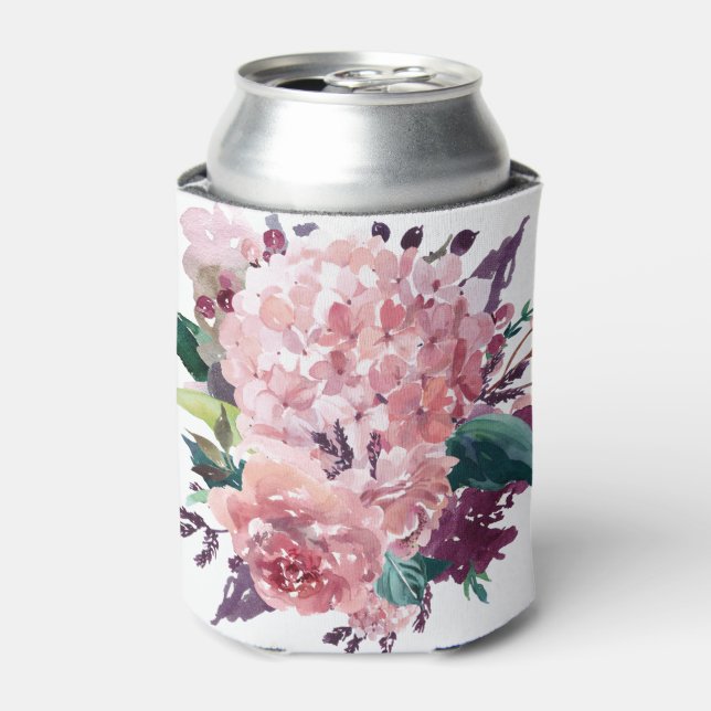 Enfriador De Latas Moda Floral de acuarela rosa (Lata Anverso)