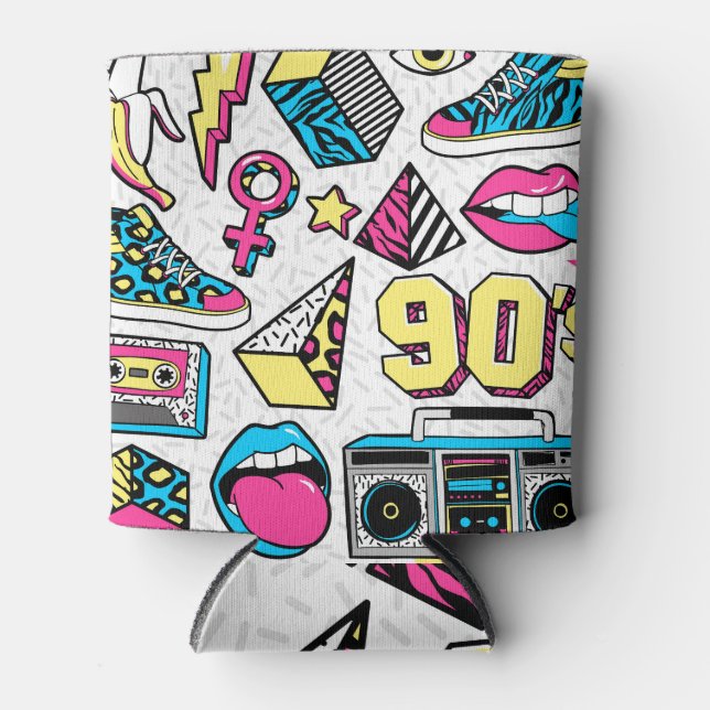 Enfriador De Latas Moda Memphis: Mezcla de Badge de 80-90. (Anverso)