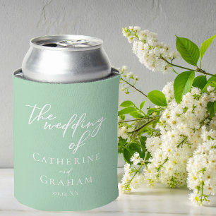 Enfriador De Latas Moda Mint Green White Boda personalizado