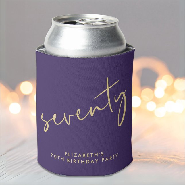Enfriador De Latas Moda Script Purple 70 cumpleaños (Subido por el creador)