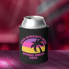 Enfriador De Latas Moda Spring Break Fiesta Hot Pink Black Beach