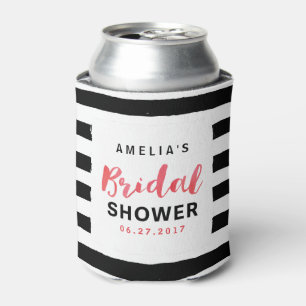 Enfriador De Latas Moda Tiras negras y blancas Ducha de Novias Rojas