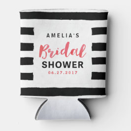 Enfriador De Latas Moda Tiras negras y blancas Ducha de Novias Rojas