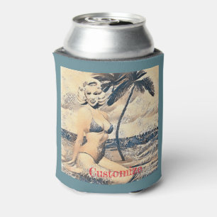 Enfriador De Latas Modelo de bikini rubio de rodilla Thunder_Cove