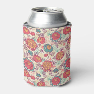 Enfriador De Latas Modelo de las flores y de las hojas del Peony