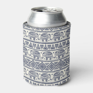 Enfriador De Latas Modelo étnico azul del elefante