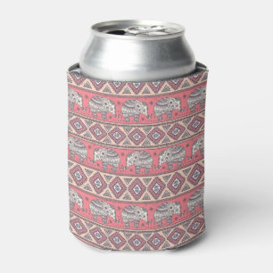 Enfriador De Latas Modelo étnico rosado del elefante