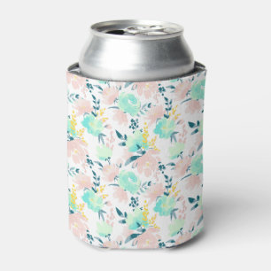 Enfriador De Latas Modelo floral de la acuarela