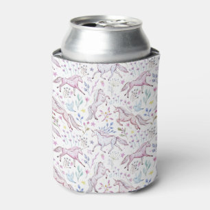 Enfriador De Latas Modelo floral del unicornio de la acuarela