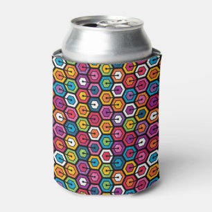Enfriador De Latas Modelo geométrico colorido con hexágonos