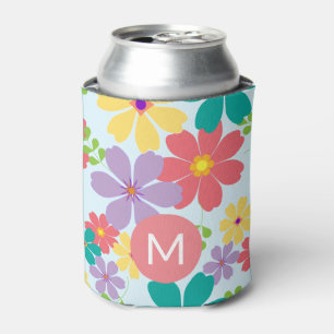Enfriador De Latas Modelo moderno de flores alegres y brillantes mono