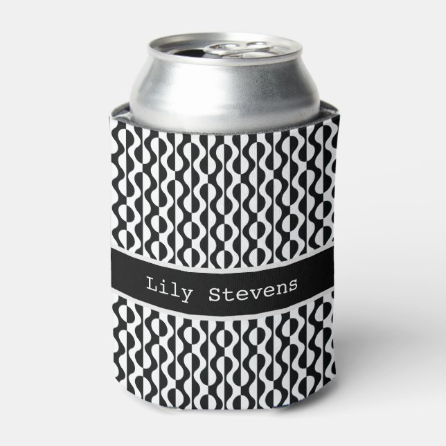 Enfriador De Latas Modelo negro y blanco personalizado, Curvy (Lata Anverso)