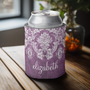 Enfriador De Latas Modelo púrpura del damasco del Grunge del ciruelo