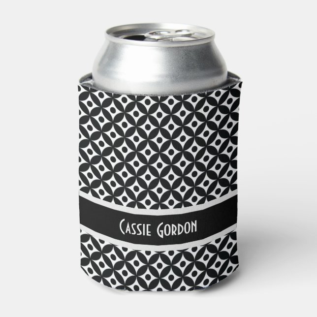 Enfriador De Latas Modelo retro personalizado, negro y blanco (Lata Anverso)
