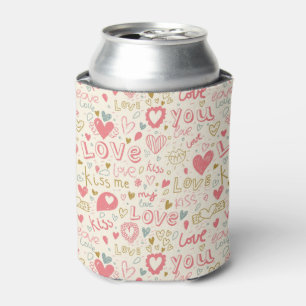 Enfriador De Latas Modelo romántico con los corazones y los labios