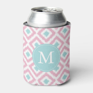 Enfriador De Latas Modelo rosado con monograma de los diamantes de