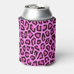 Enfriador De Latas Modelo rosado del estampado leopardo