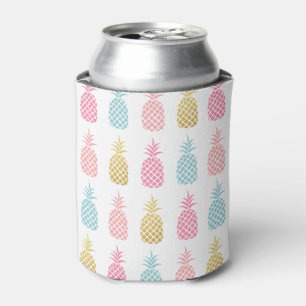 Enfriador De Latas Modelo tropical rosado y azul del oro de la piña