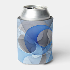 Enfriador De Latas Modern Abstract Blue Gray Fractal Art Graphic