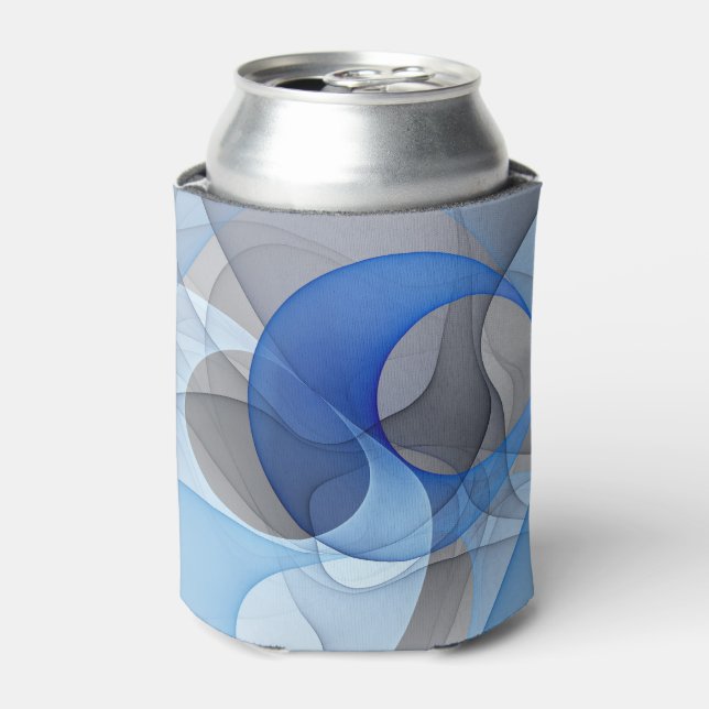 Enfriador De Latas Modern Abstract Blue Gray Fractal Art Graphic (Lata Anverso)