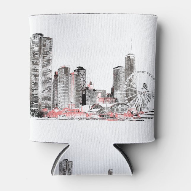 Enfriador De Latas Modern Chicago Skyline (Anverso)
