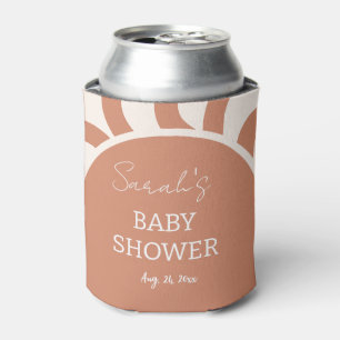 Enfriador De Latas Modern Earthy Boho Rainbow Baby Shower