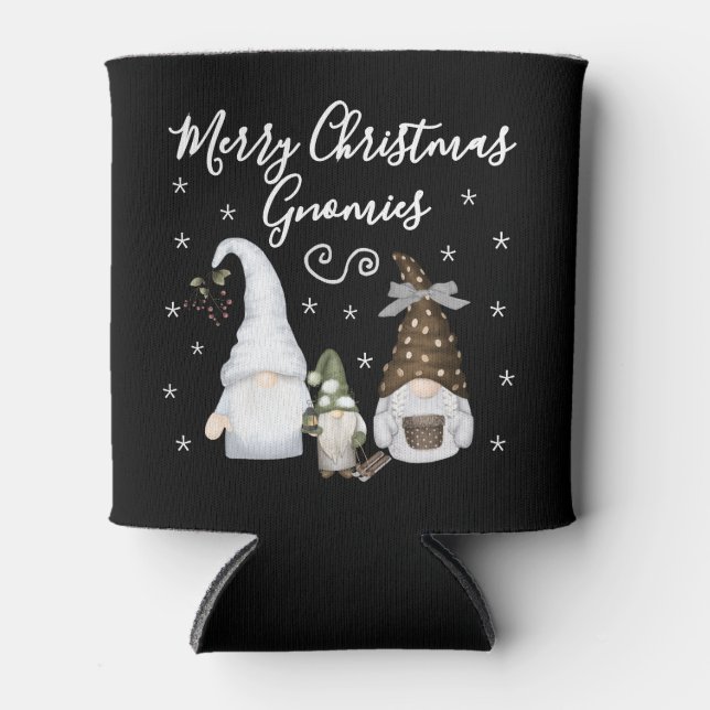 Enfriador De Latas Modern Merry Christmas Gnomies Festive Gnomes (Anverso)