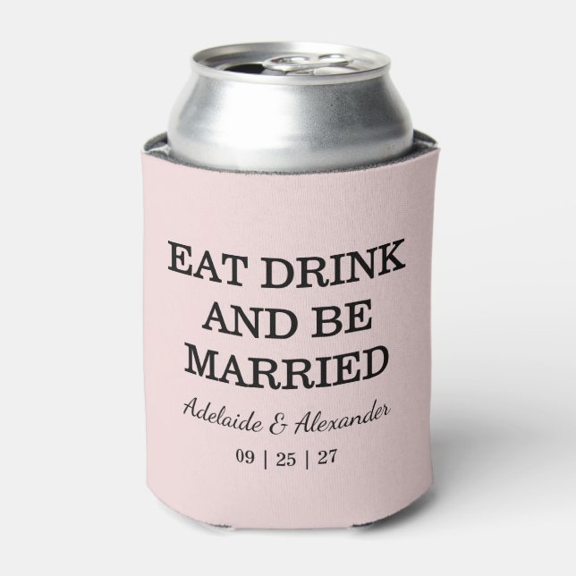 Enfriador De Latas Modern Pink Blush Wedding (Lata Anverso)
