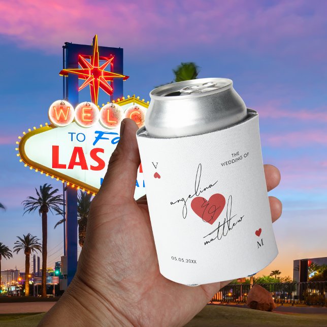 Enfriador De Latas Modern Playing Card Casino Vegas Wedding Favor (Subido por el creador)