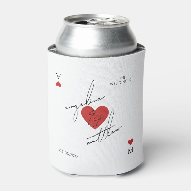 Enfriador De Latas Modern Playing Card Casino Vegas Wedding Favor (Lata Anverso)