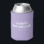 Enfriador De Latas Modern Purple Lavender Bat Mitzvah Personalizado F<br><div class="desc">Bat Mitzvah Personalizado Favor Refrigerador de bebidas</div>