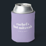 Enfriador De Latas Modern Purple Lavender Bat Mitzvah Personalizado F<br><div class="desc">Bat Mitzvah Personalizado Favor Refrigerador de bebidas</div>