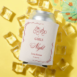 Enfriador De Latas Modern Red Girls Night Dinner Party