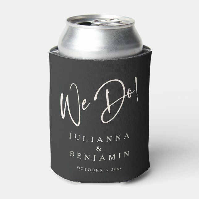 Enfriador De Latas Modern We Do Elegant Custom Black Cream Wedding (Lata Anverso)
