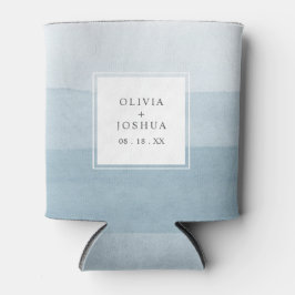 Enfriador De Latas Moderna acuarela Dusty Blue Ombre Boda