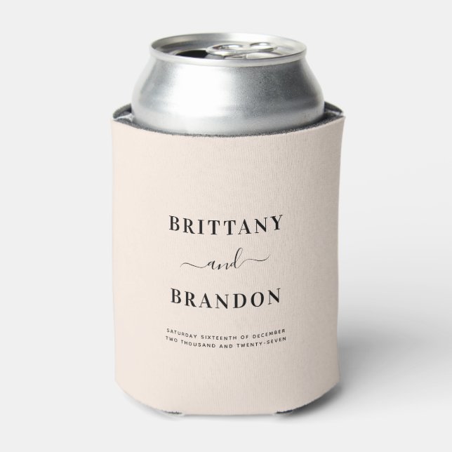 Enfriador De Latas Moderna boda elegante rosa Rubor (Lata Anverso)