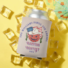 Enfriador De Latas Moderna Calabaza Patriótica Mostrando Halloween