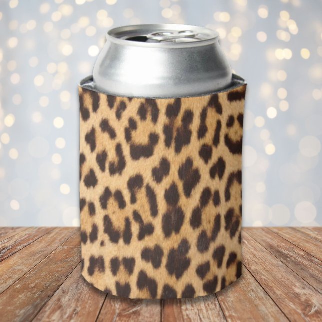 Enfriador De Latas moderna impresión de leopardo de safari salvaje ch (trendy girly chic wild safari leopard print can cooler)