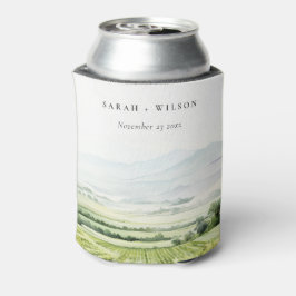 Enfriador De Latas Moderna Moda acuarela Vineyard Boda paisajístico
