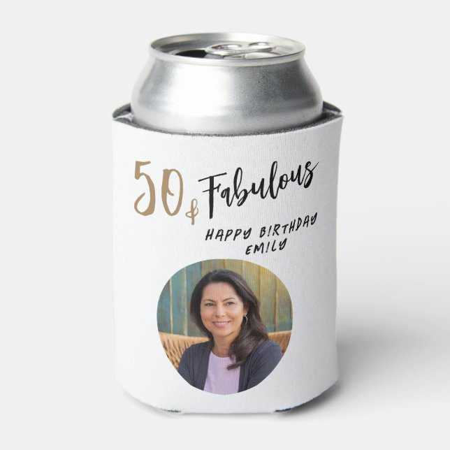 Enfriador De Latas Moderno 50 y fabuloso foto 50 cumpleaños (Lata Anverso)