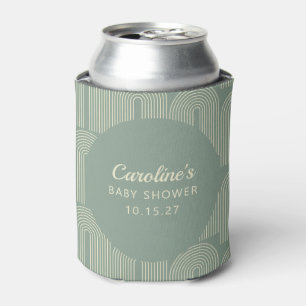 Enfriador De Latas Moderno Arch Line Art Sage Green Baby Shower Perso