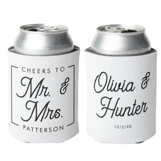 Enfriador De Latas Moderno Black & White Cheers Favorece la boda (Subido por el creador)