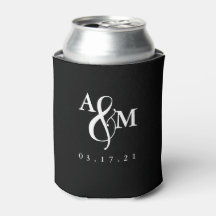 Moderno Boda de Monograma Blanco y Negro